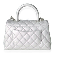 Chanel Light Purple Iridescent Quilted Caviar Small Coco Top Handle Bag