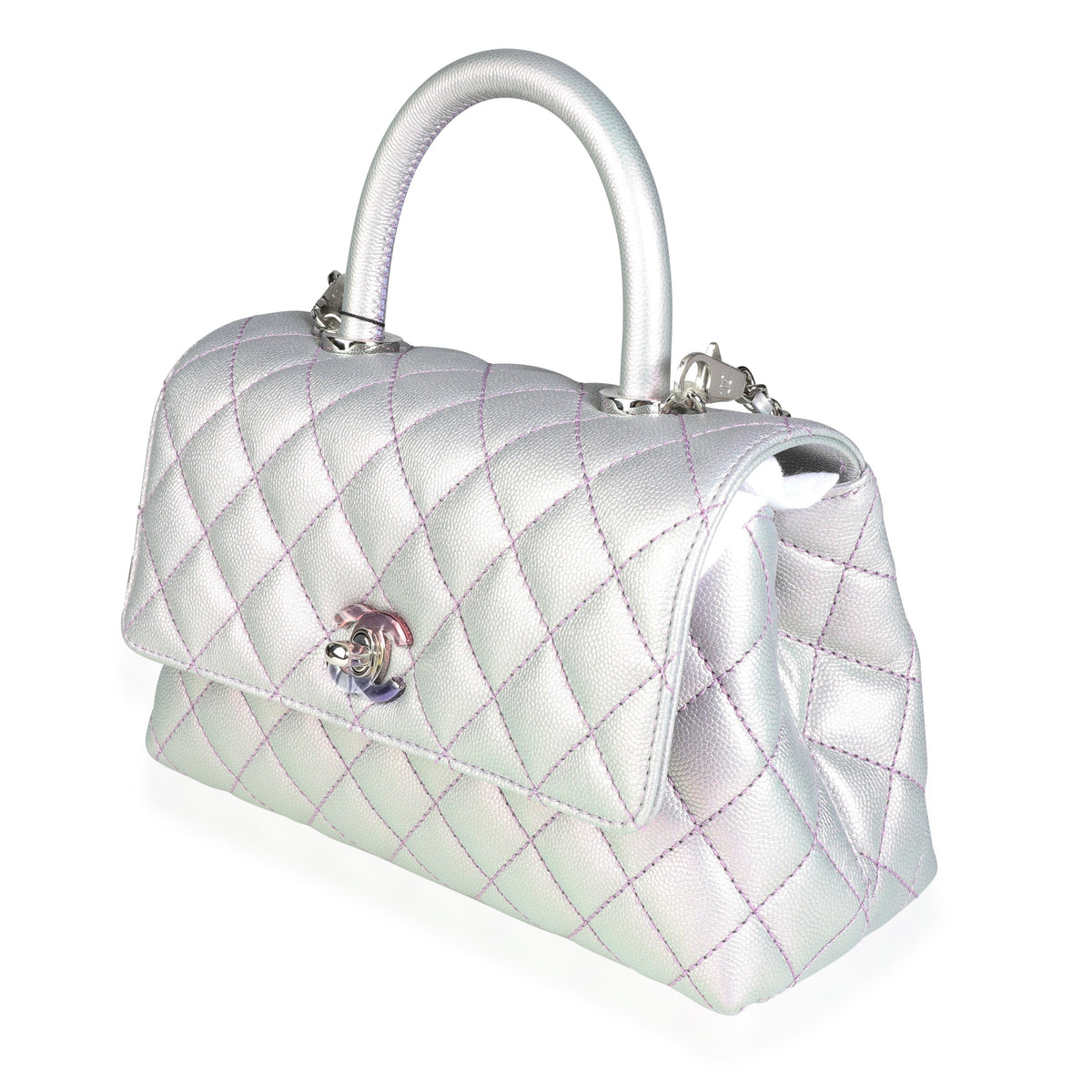Chanel Light Purple Iridescent Quilted Caviar Small Coco Top Handle Bag, myGemma