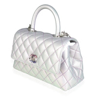 Chanel Light Purple Iridescent Quilted Caviar Small Coco Top Handle Bag