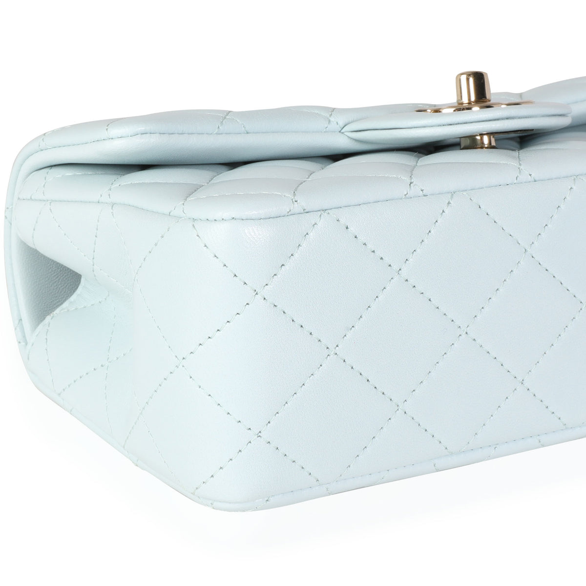 Chanel Light Blue Quilted Lambskin Rectangular Mini Top Handle Flap Bag For  Sale at 1stDibs