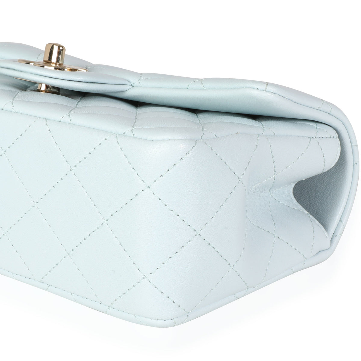 Chanel Flap Bag With Top Handle in Light Blue Lambskin & Wenge Wood 