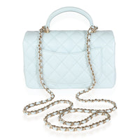 Chanel Light Blue Quilted Lambskin Rectangular Mini Top Handle Flap Bag