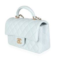 Chanel Light Blue Quilted Lambskin Rectangular Mini Top Handle Flap Bag