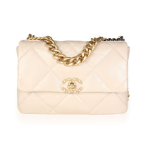 Chanel Beige Quilted Lambskin Large Chanel 19 Bag