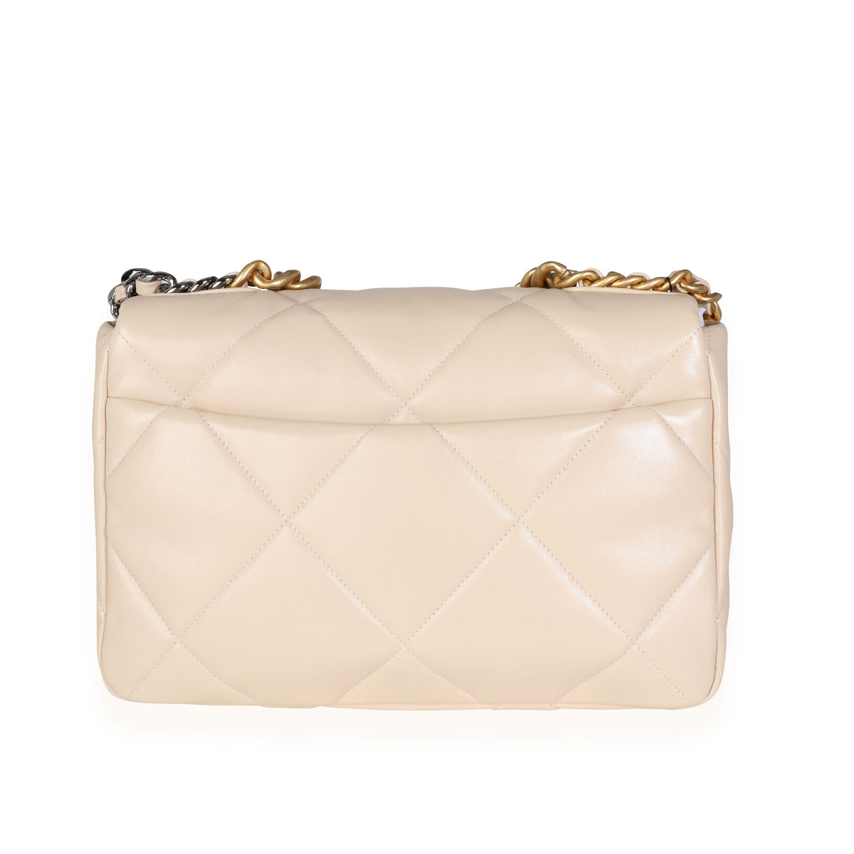 Chanel Beige Quilted Lambskin Large Chanel 19 Bag