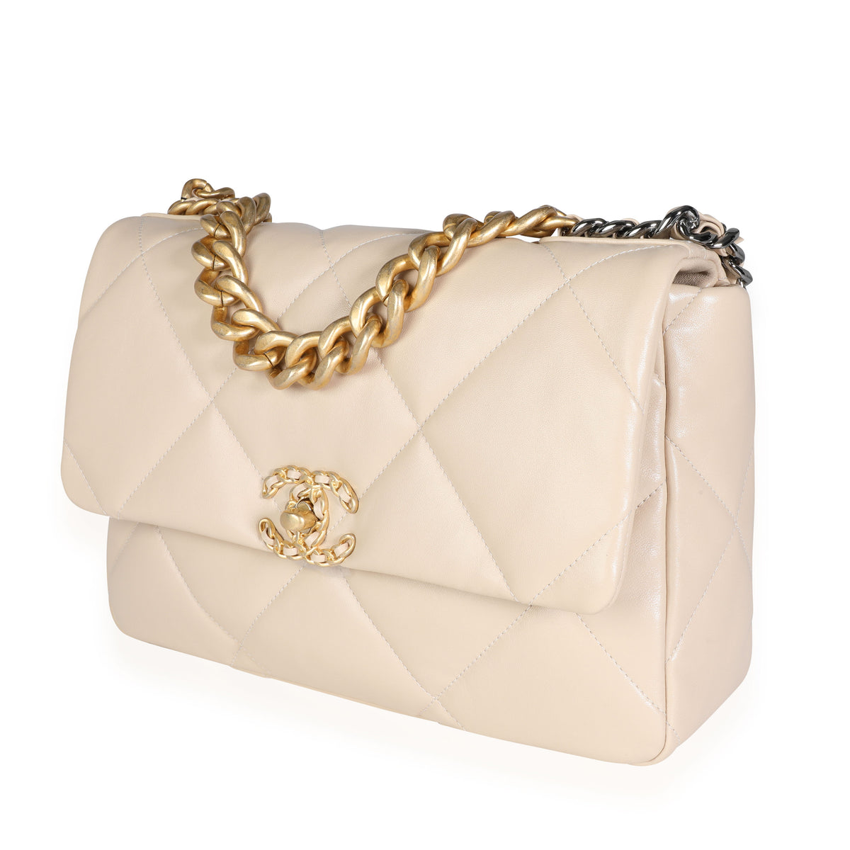 Chanel Beige Quilted Lambskin Large Chanel 19 Bag, myGemma