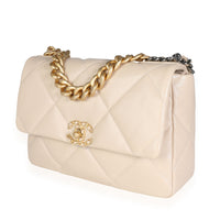 Chanel Beige Quilted Lambskin Large Chanel 19 Bag