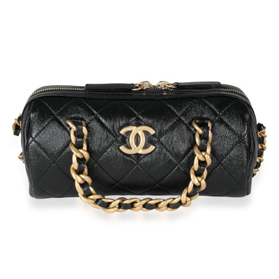 Chanel Black Quilted Shiny Lambskin Small Fashion Therapy Bowling Bag