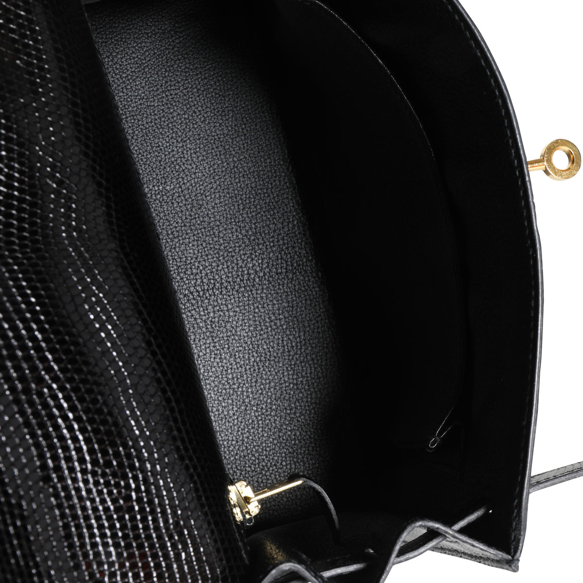 Hermès Black Shiny Lizard Sellier Kelly 25 GHW, myGemma