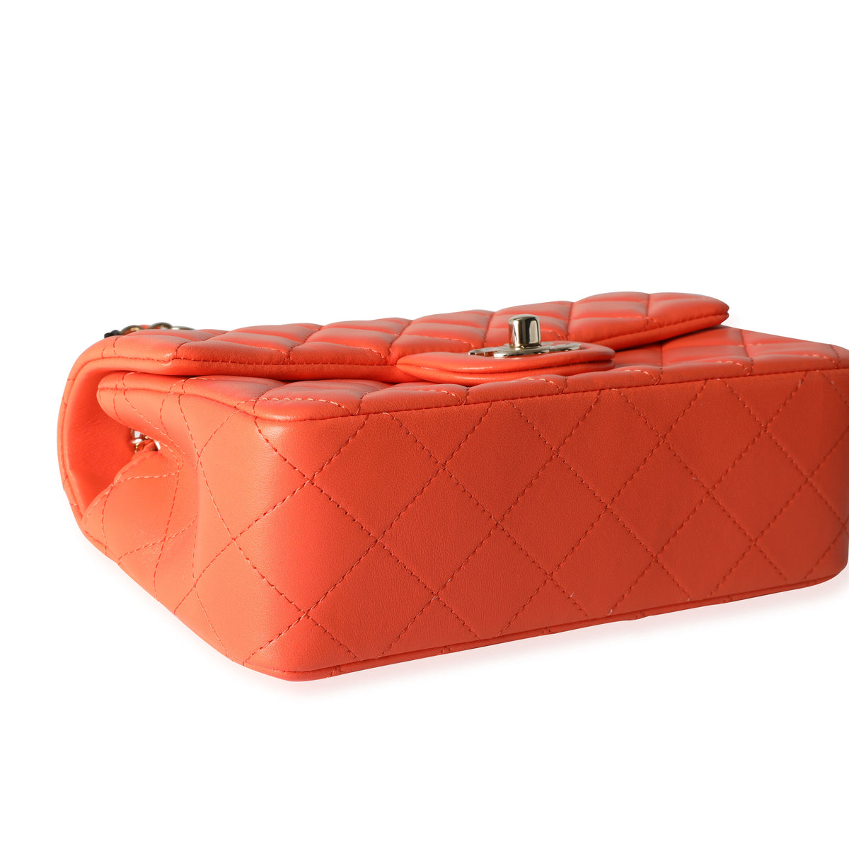 CHANEL Patent Quilted Extra Mini Flap Light Orange