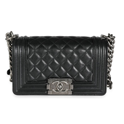 Chanel Black Caviar Quilted Small Boy Bag