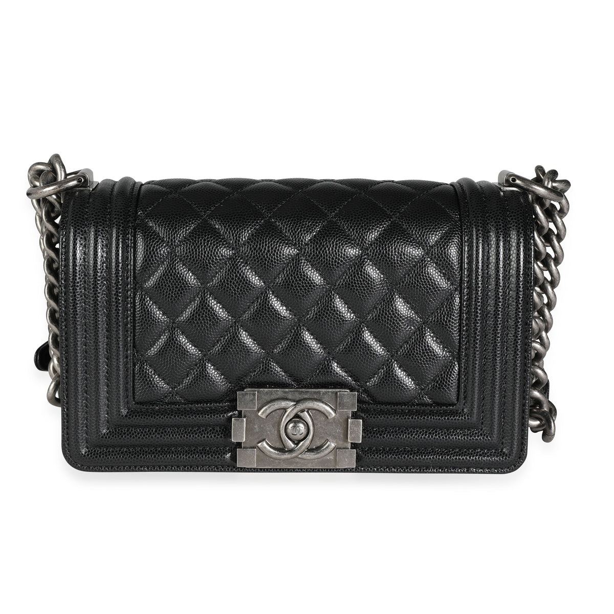 Chanel Small Boy bag of black caviar leather 