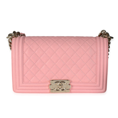 Chanel Pink Quilted Goatskin Medium Boy Bag