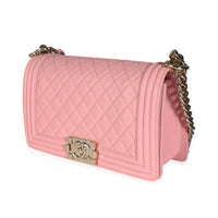 Chanel Pink Quilted Goatskin Medium Boy Bag