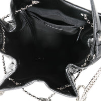 Chanel Black Quilted Glazed Caviar Drawstring CC Bucket Bag