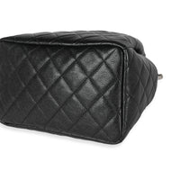 Chanel Black Quilted Glazed Caviar Drawstring CC Bucket Bag