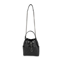 Chanel Black Quilted Glazed Caviar Drawstring CC Bucket Bag