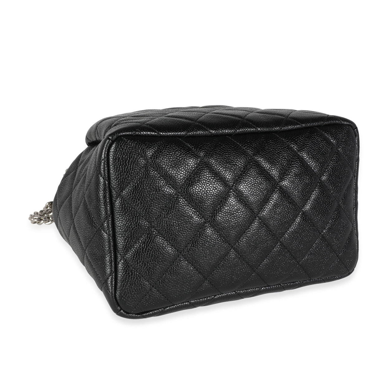 Chanel Black Quilted Glazed Caviar Drawstring CC Bucket Bag