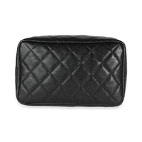 Chanel Black Quilted Glazed Caviar Drawstring CC Bucket Bag