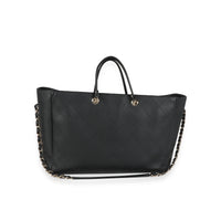 Chanel Black Stitched Calfskin Large Shopping Tote