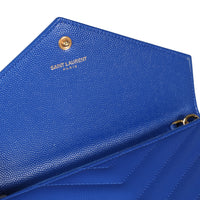 Saint Laurent Royal Blue Grain De Poudre Envelope Chain Wallet