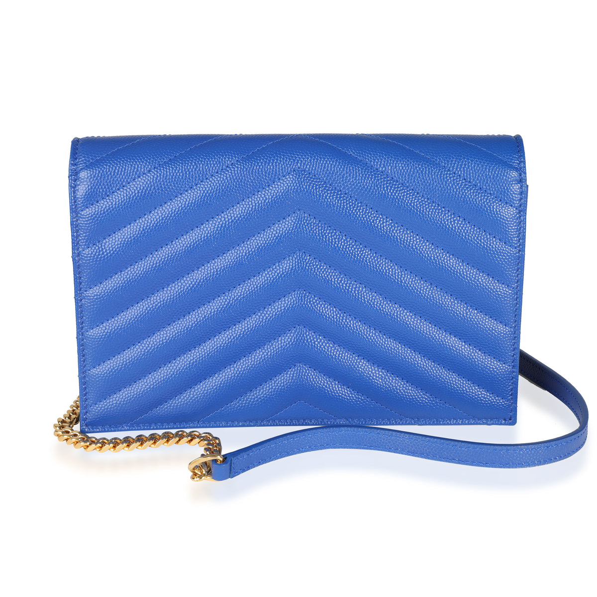 Ysl - Pink Chevron Quilted Leather Grain de Poudre Wallet on Chain