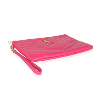 Saint Laurent Hot Pink Matelassé Monogram A5 Pouch