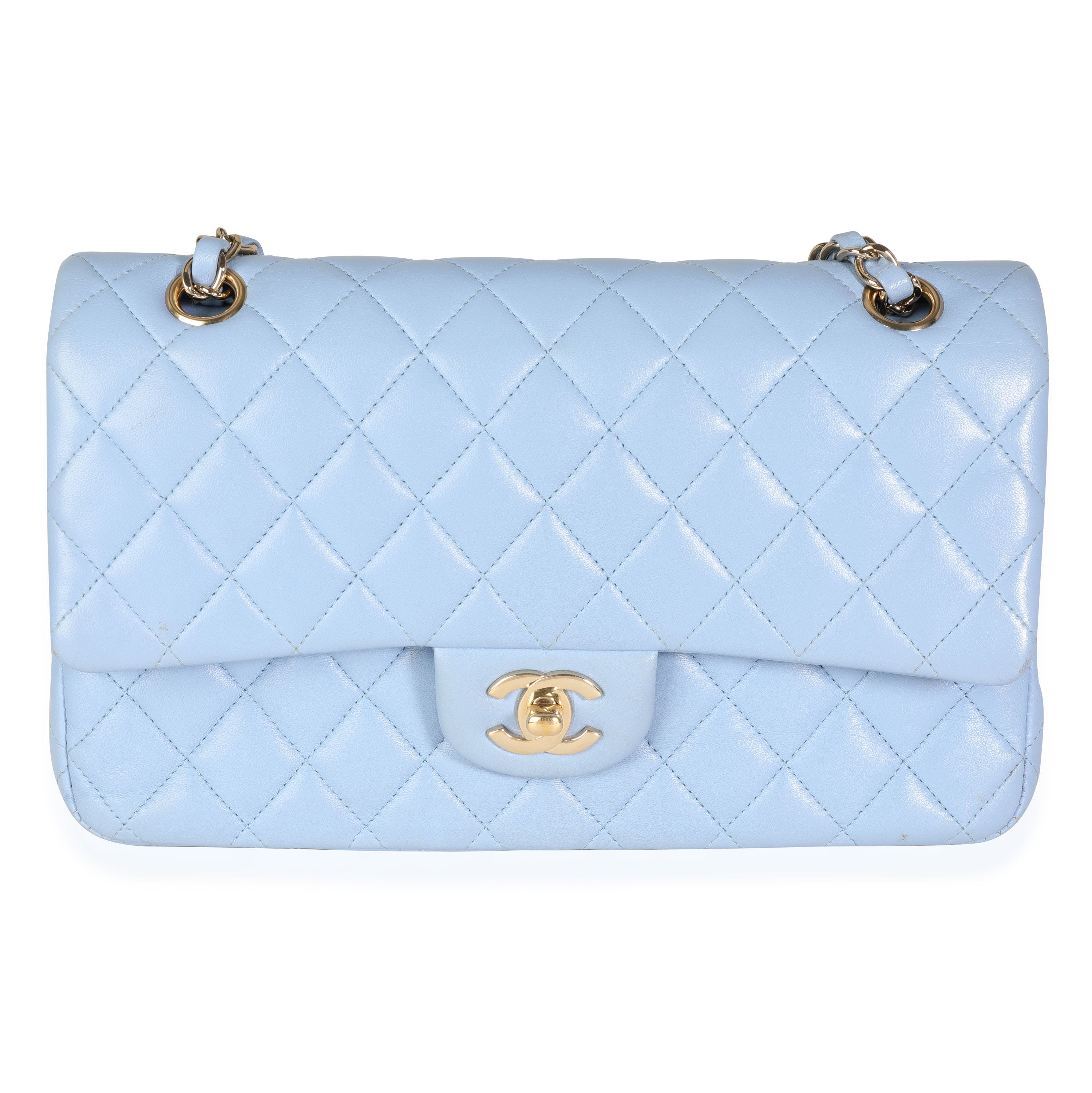 Chanel Blue Lambskin Mini Square Classic Flap Bag GHW AGC1350