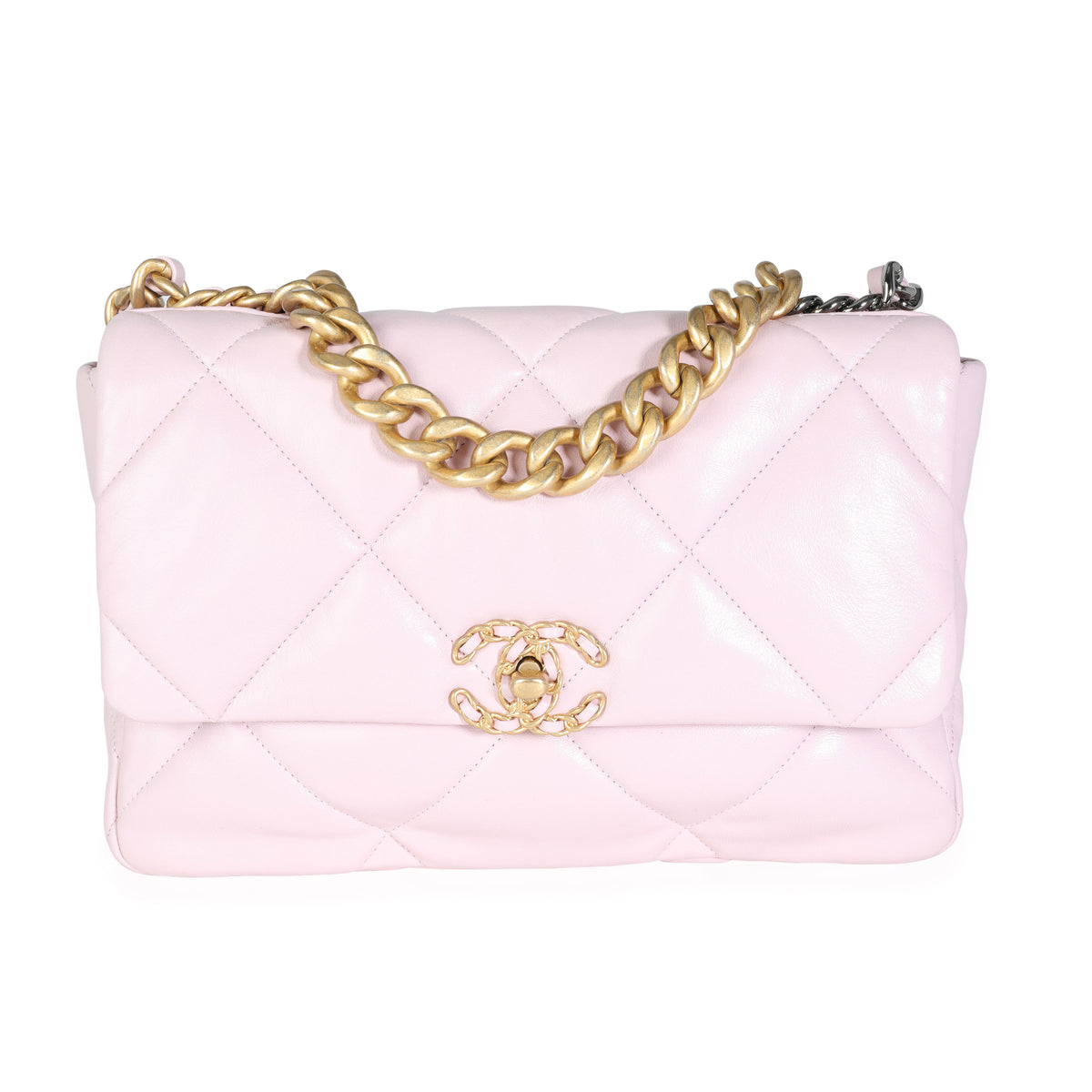 Chanel 19 Flap Bag Quilted Jersey Medium Pink 680161