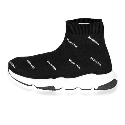 Balenciaga Speed Trainer Kids All Over Print - Black White