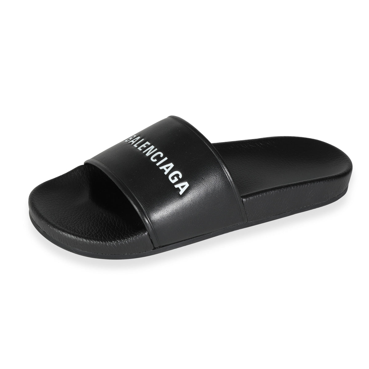 Balenciaga Leather Logo Slide Black (US Size 8)