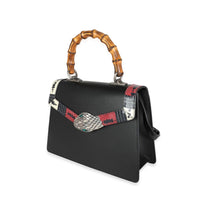 Gucci Black Calfskin & Elaphe Lilith Small Bamboo Top Handle