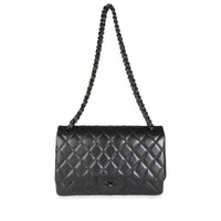 Chanel So Black Lambskin Jumbo Classic Double Flap Bag