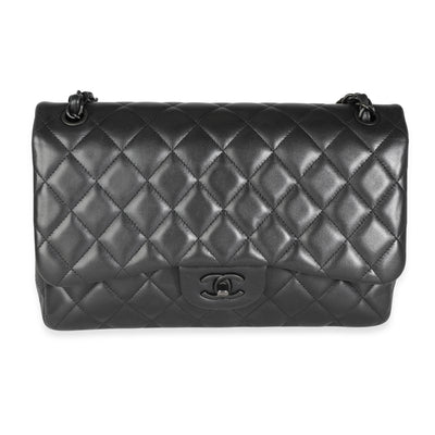 Chanel So Black Lambskin Jumbo Classic Double Flap Bag