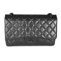 Chanel So Black Lambskin Jumbo Classic Double Flap Bag