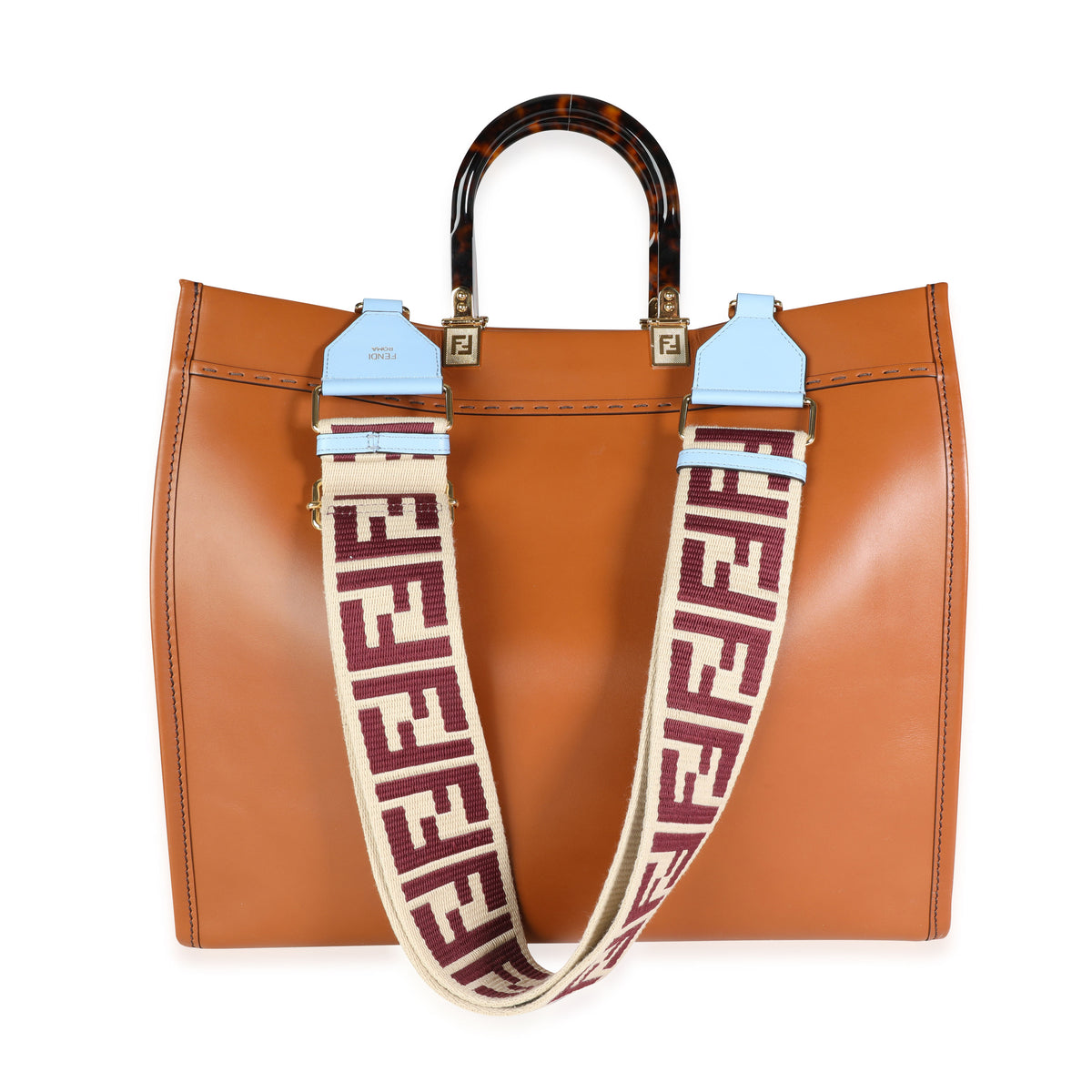 Fendi Sunshine Leather Mini Tote Bag in Natural