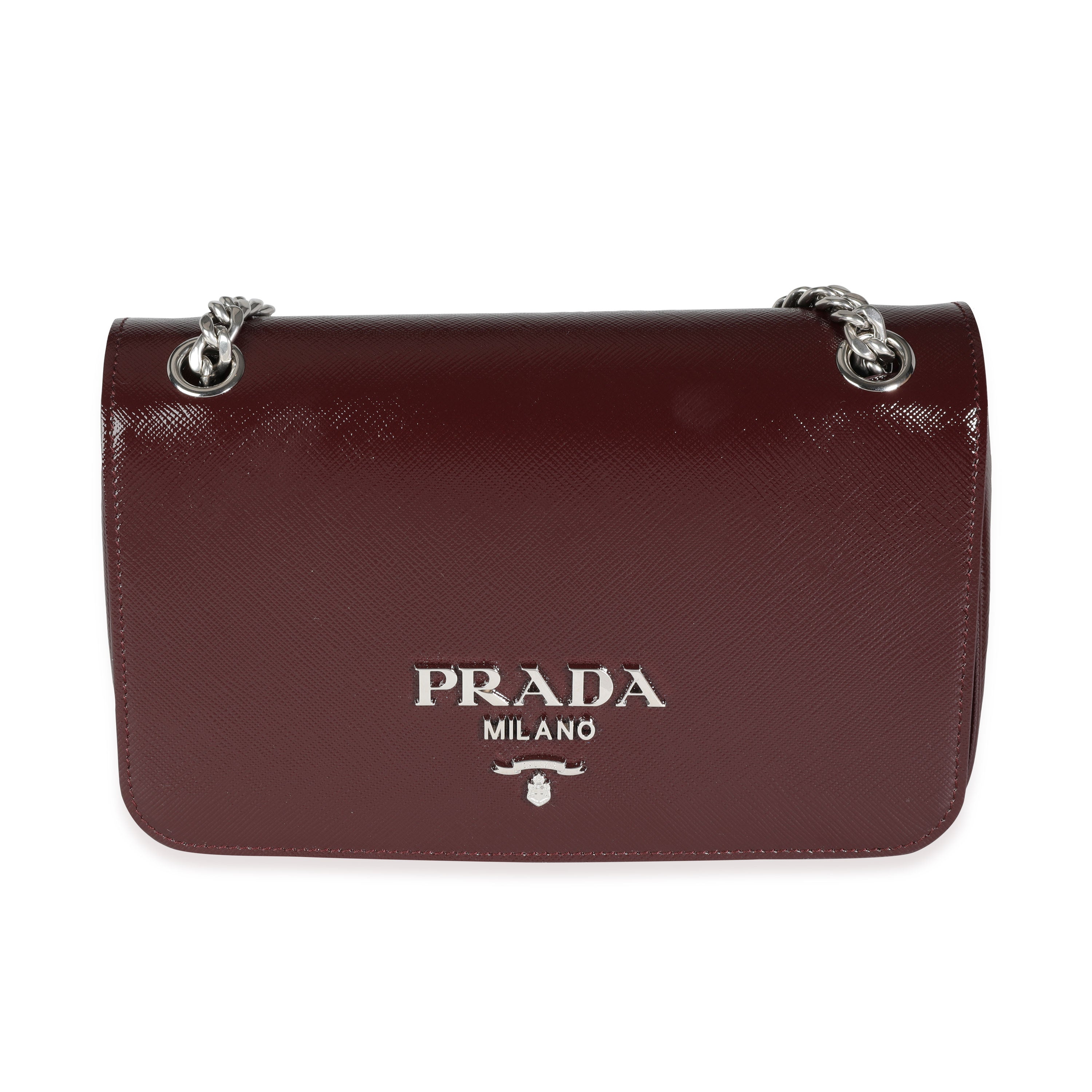 Prada+Pattina+Patent+Saffiano+Flap+Leather+Shoulder+Bag+Blue for