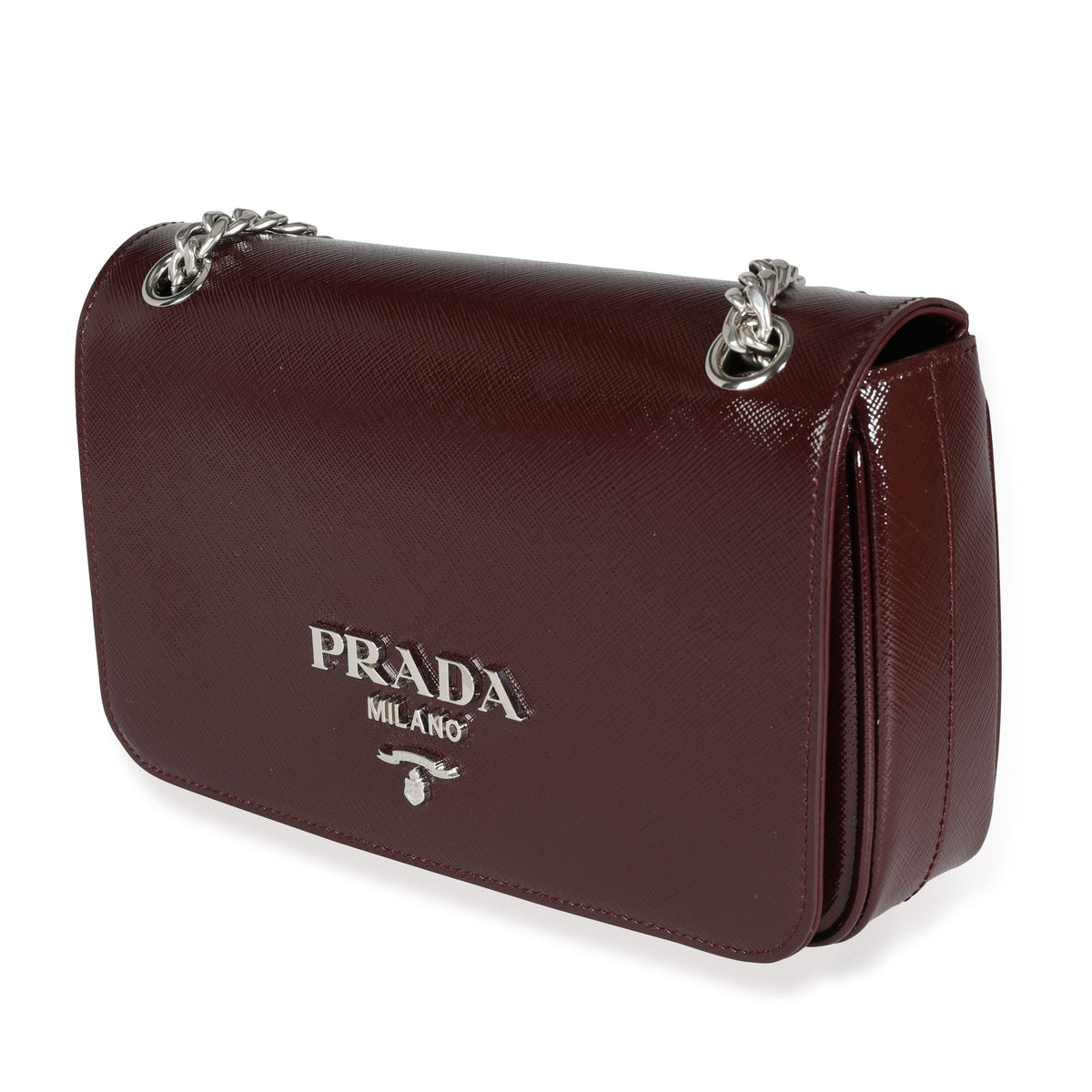 Prada+Pattina+Patent+Saffiano+Flap+Leather+Shoulder+Bag+Blue for sale  online