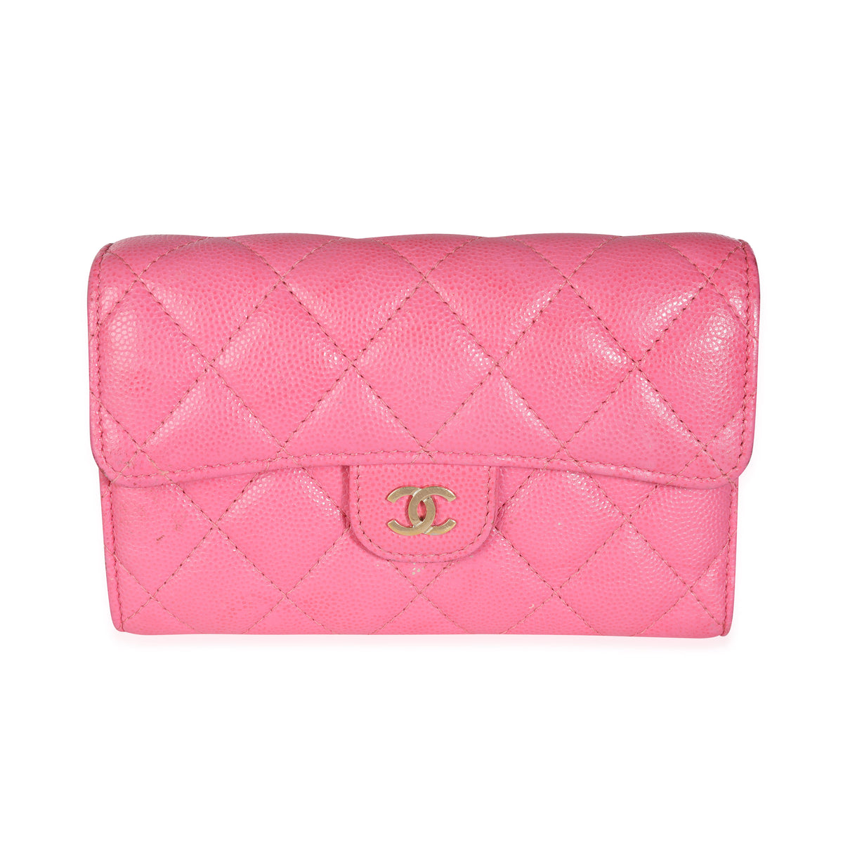 Chanel Pink Quilted Caviar Medium Flap Wallet, myGemma, SG