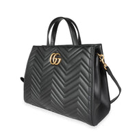 Gucci Black Matelassé Marmont Medium Top Handle Tote