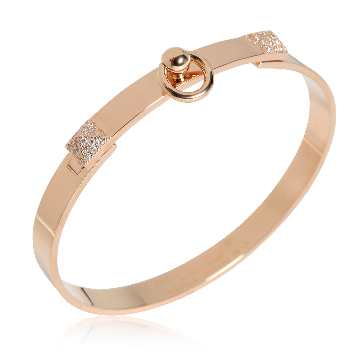 Hermès Small Model Collier de Chien Diamond Bangle in 18k Rose Gold 0.24 Ctw