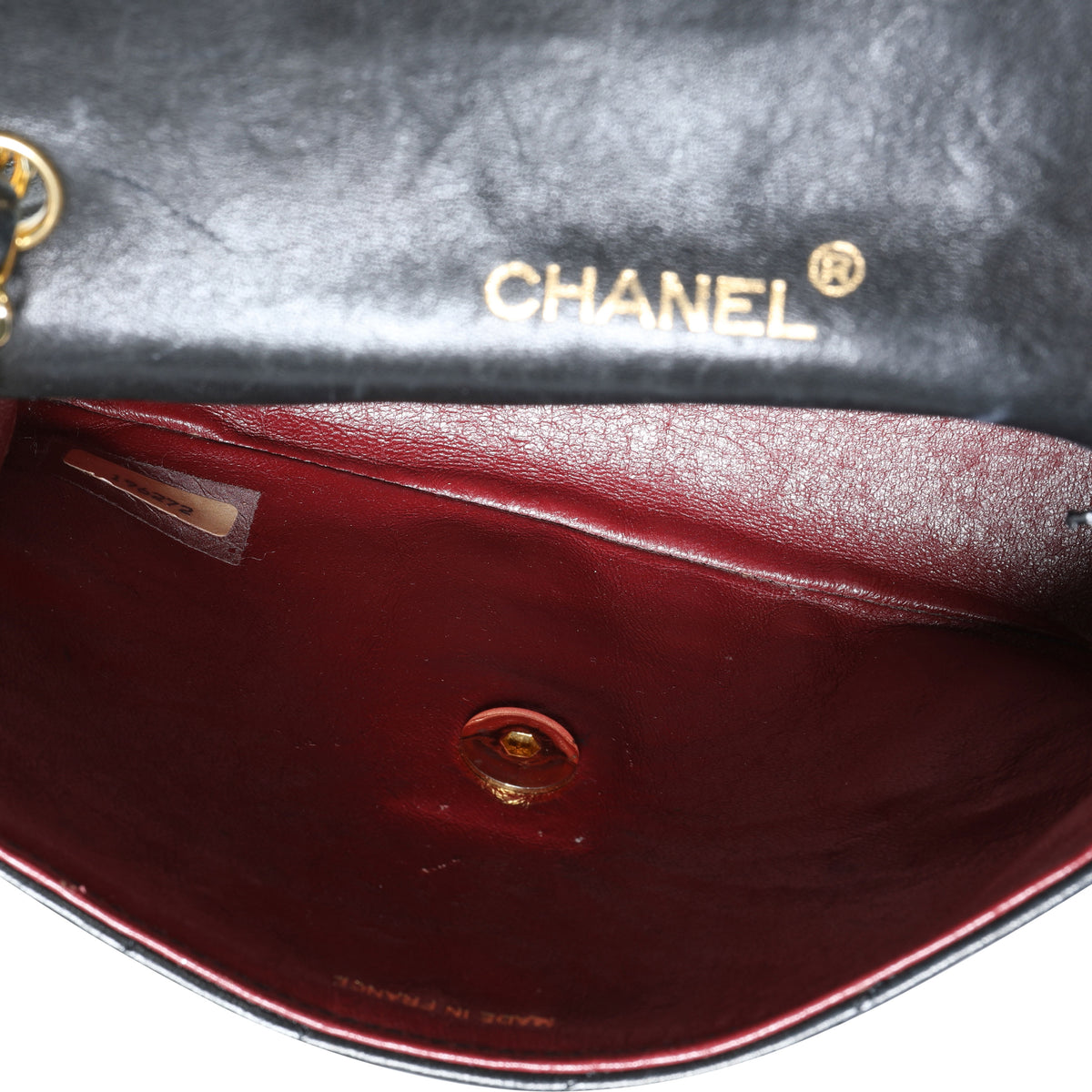 Chanel Vintage Black Lambskin Chevron Spiral Single Flap Bag