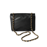 Chanel Vintage Black Lambskin Chevron Spiral Single Flap Bag