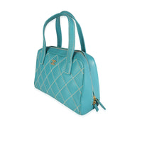 Chanel Turquoise Leather Small Wild Stitch Tote