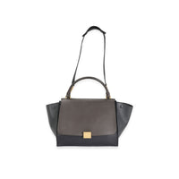 Celine Gray & Navy Smooth Calfskin Medium Trapeze