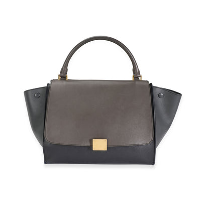 Celine Gray & Navy Smooth Calfskin Medium Trapeze