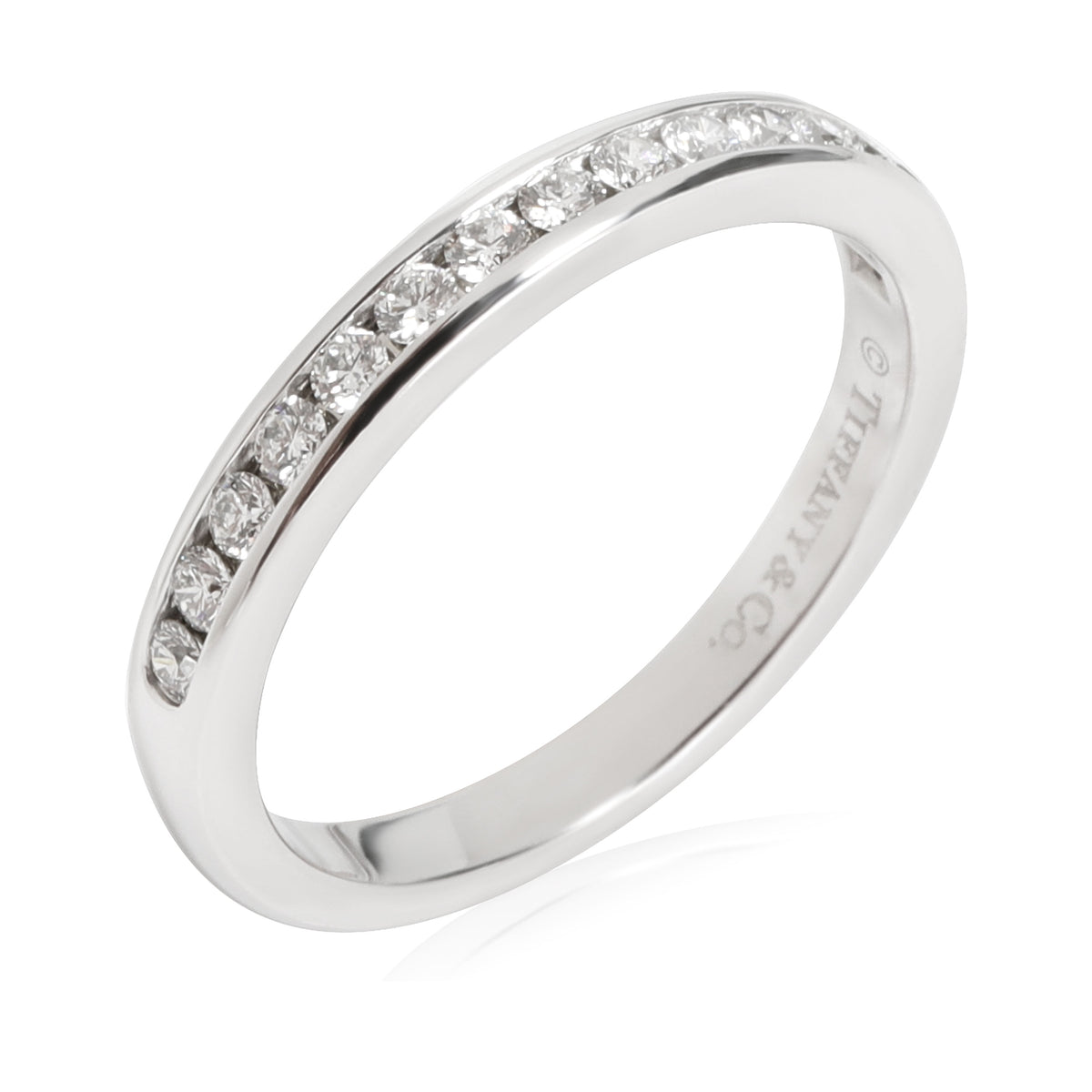 Tiffany & Co. Channel Set Half Eternity Diamond Wedding Band,  Platinum 0.24 Ctw