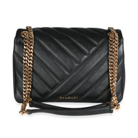 Bvlgari Black Leather Serpenti Cabochon Shoulder Bag