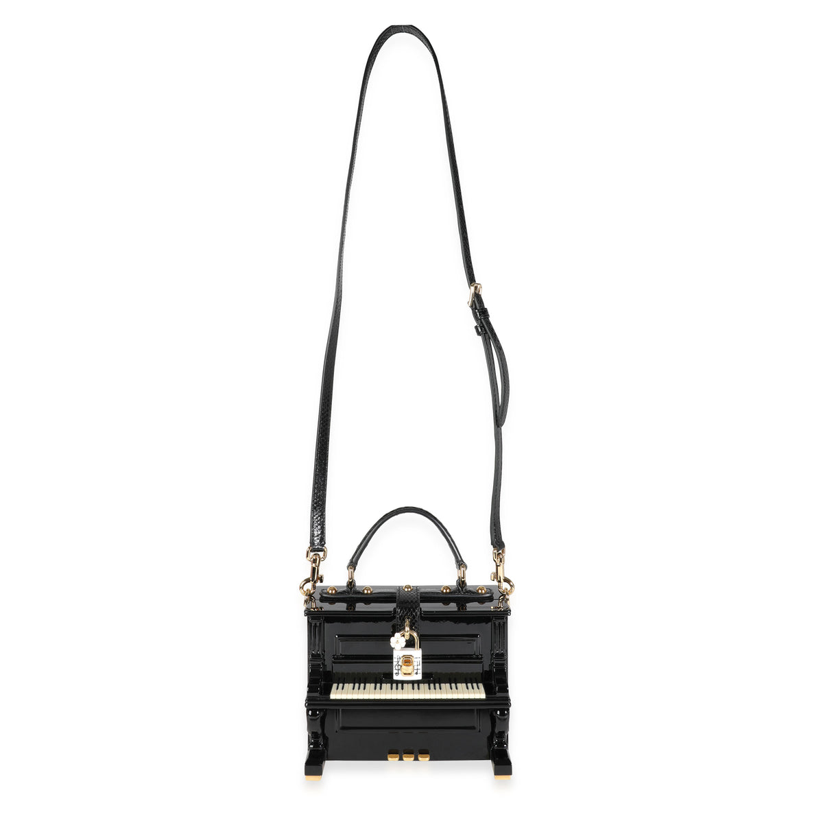 Dolce & Gabbana Hand Painted Wooden Piano Box Bag with Snakeskin Strap