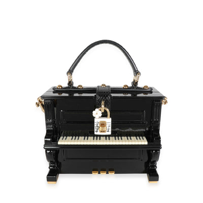 Dolce & Gabbana Hand Painted Wooden Piano Box Bag with Snakeskin Strap